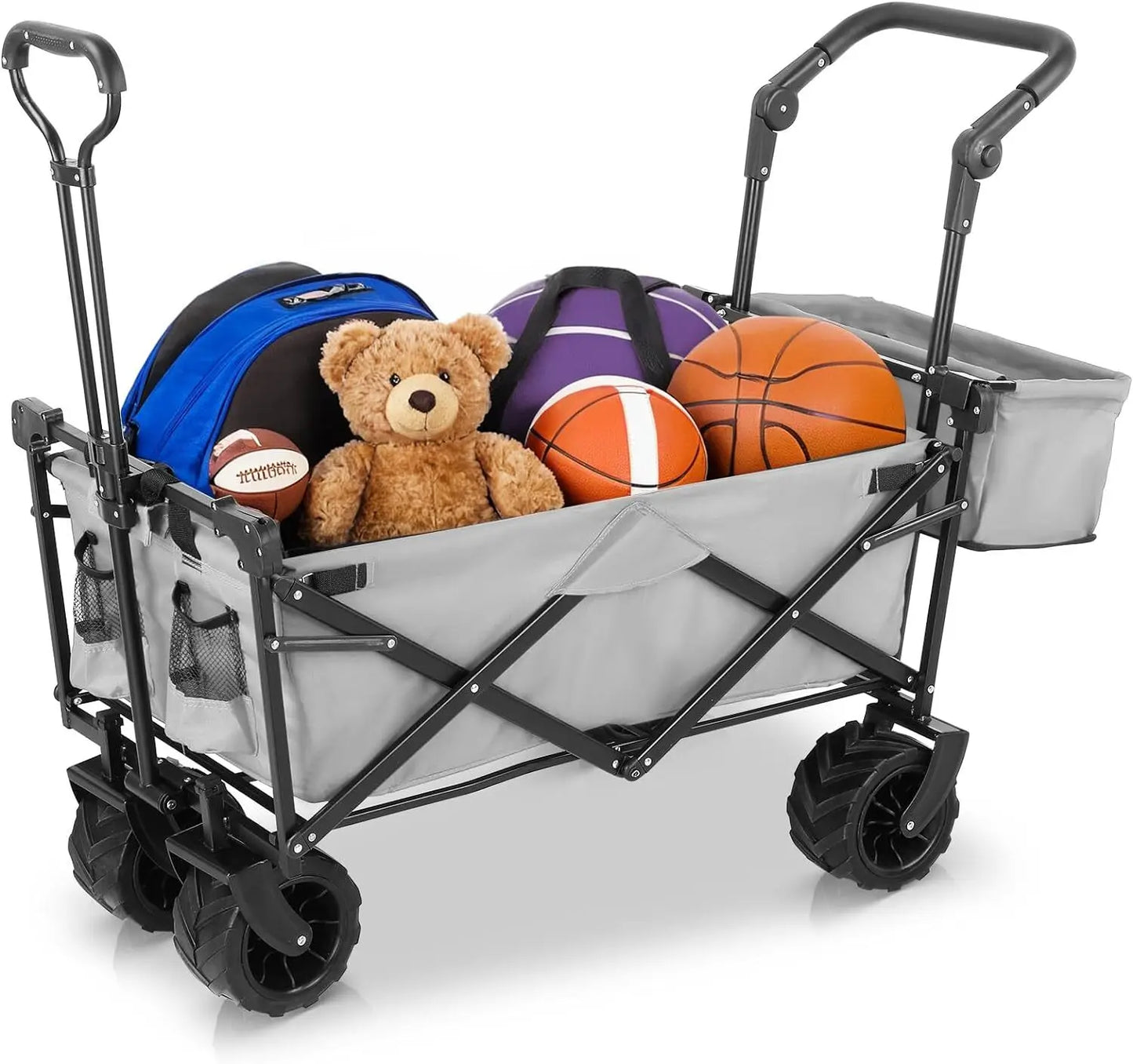 Collapsible Garden Cart Wagon with Removable Canopy, 115 kg Capacity, Push & Pull Utility Cart