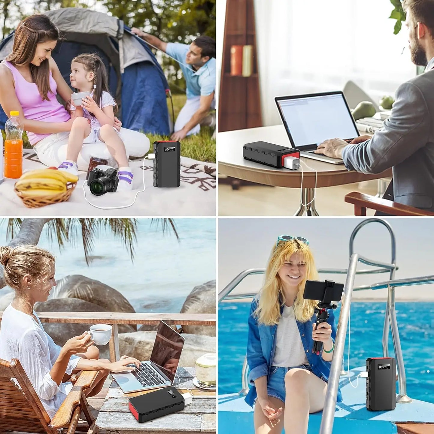 88Wh Portable Power Station 24000mAh110V/65W Power Bank Battery Charger AC, DC, USB QC3.0 for Home, Camping, Emergency