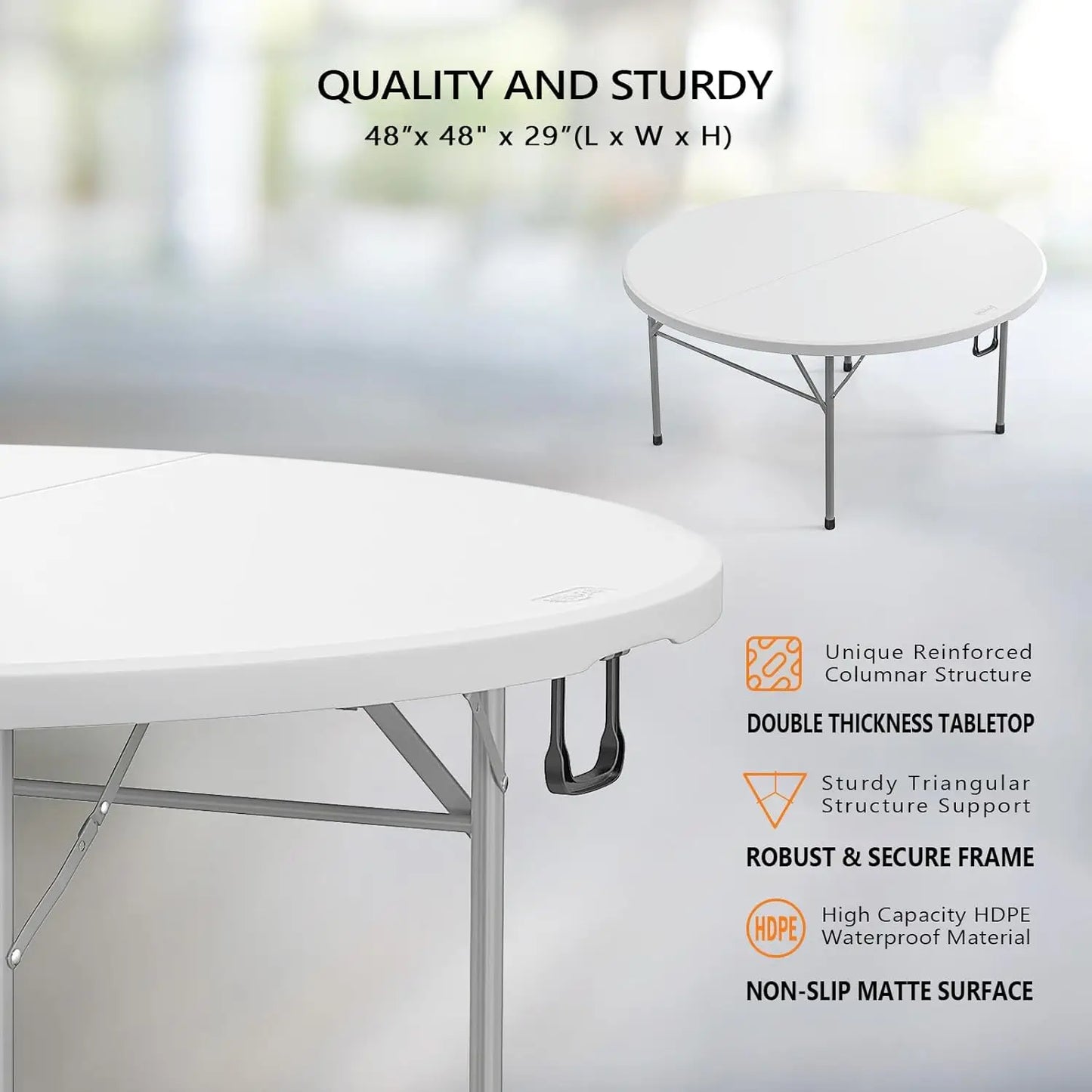 48" Round Bi-Folding Commercial Table