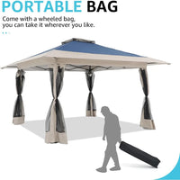 Load image into Gallery viewer, 13’x13’ Pop Up Gazebo, Outdoor Canopy Tent Shade with Metal Frame, Mosquito Netting for Patio, Garden, Lawn, Backyard
