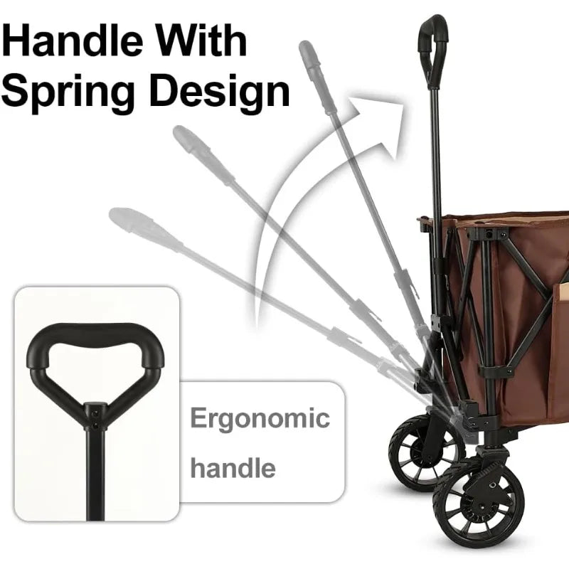 Heavy Duty Folding, Collapsible, Utility Wagon with Table and Side Pocket