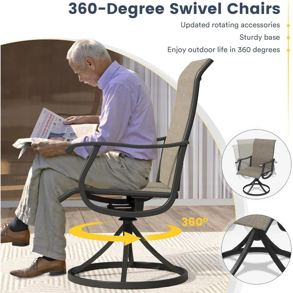 Patio Dining Set for 6, 7 Pieces Includes 53" Round Patio Table with Umbrella Hole and 6 Outdoor Swivel Chairs