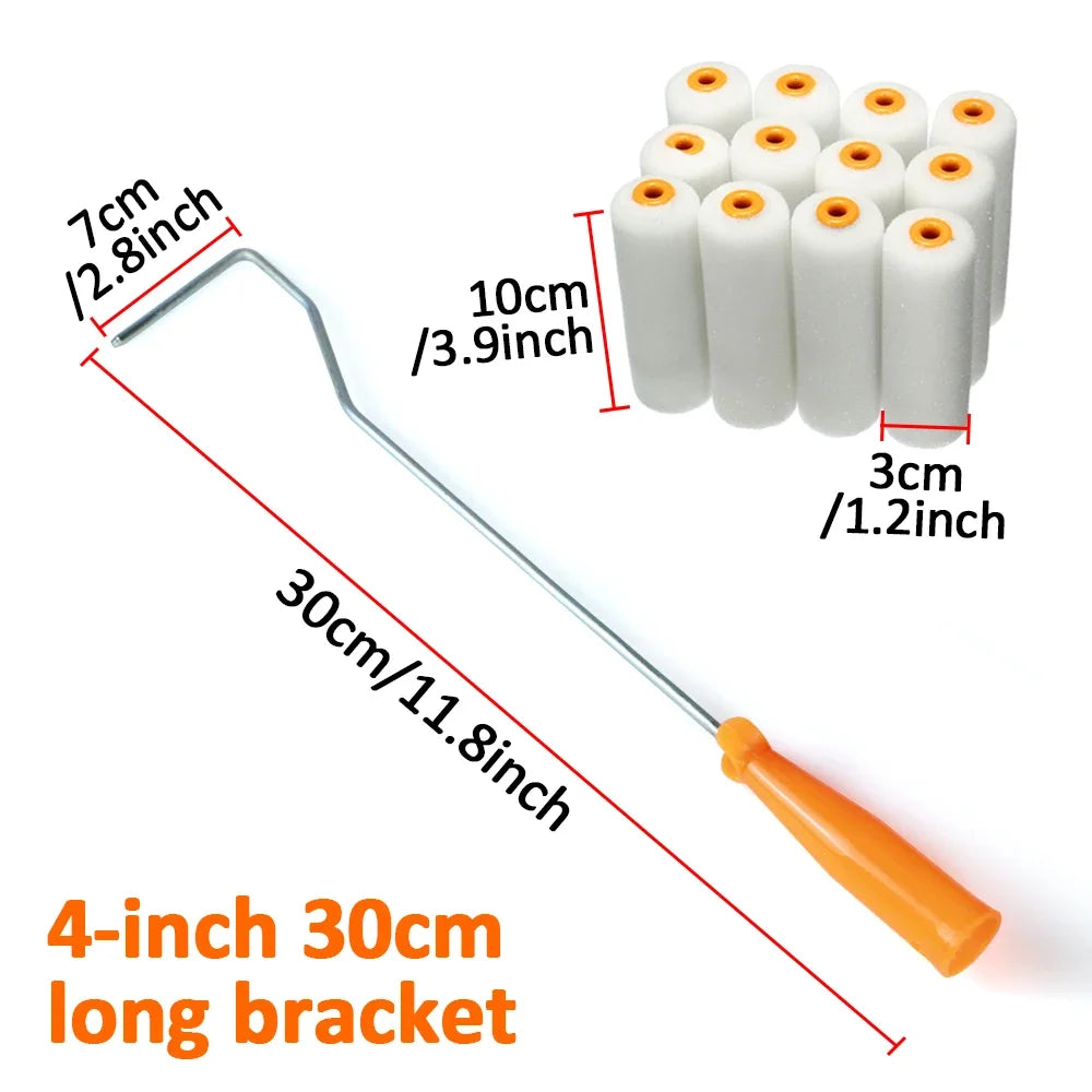 13 pcs 10cm Mini White Durable Foam Paint Roller Sleeves with Handle