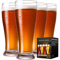 Load image into Gallery viewer, Set of 4 16 oz Pilsner Beer Pint Glasses for Serving Craft Wheat Beer, Classic Design Drinking Glassware Set, Ideal for Home Bar