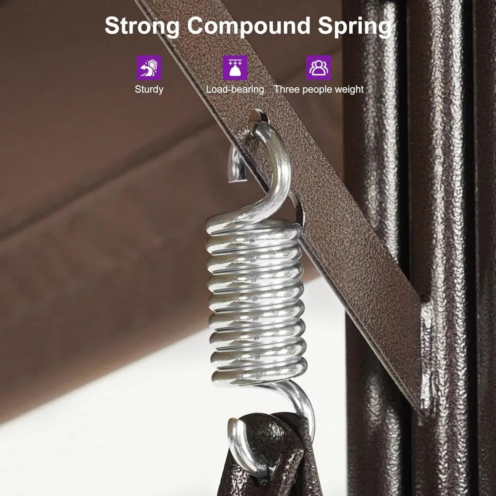 3-Seat Deluxe Outdoor Patio Porch Swing with Weather Resistant Steel Frame, Adjustable Tilt Canopy, Cushions and Pillow Included