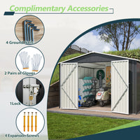 Load image into Gallery viewer, Outdoor Metal Storage Shed 10x10 FT with Lockable Doors