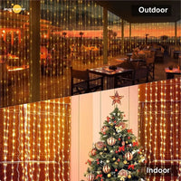 Load image into Gallery viewer, 300 LED's Solar Curtain Light, Outdoor Fairy Garland String Lights, 8 Modes