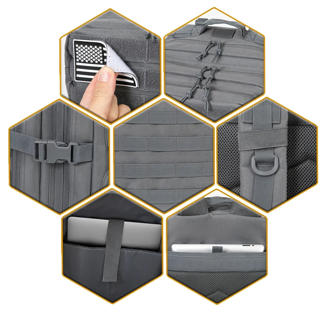 45L Tactical Heavy Duty Backpack Molle for Survival Assault Pack CCW 3 Day Survival Bag for Hiking, Trekking