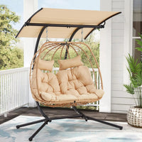 Load image into Gallery viewer, Oversized Cushioned Double Egg Swing Chair /  Hammock  with Adjustable Canopy