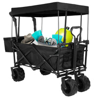 Load image into Gallery viewer, Collapsible Garden Cart Wagon with Removable Canopy, 115 kg Capacity, Push &amp; Pull Utility Cart