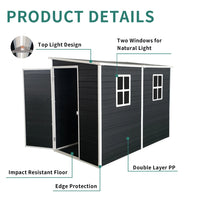 Load image into Gallery viewer, 8 x 4ft Outdoor Resin Garden Shed with Floor and 2 Windows, with Lockable Door