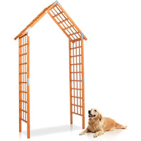 Load image into Gallery viewer, 9.4 ft Wooden Garden Arbor, Wedding Arch for Ceremony, Wood Garden Trellis for Plant Climbing, Pergola for Garden Backyard