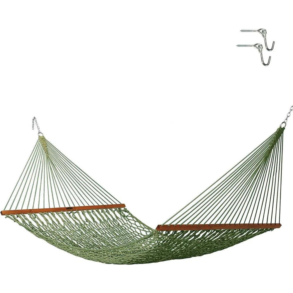 Deluxe Antique Brown DURACORD Rope Hammock with Extension Chains & Tree Hooks, Accommodates 2 People