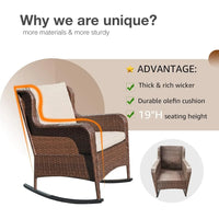 Load image into Gallery viewer, Outdoor Resin Wicker Rocking Chair with Olefin Cushions