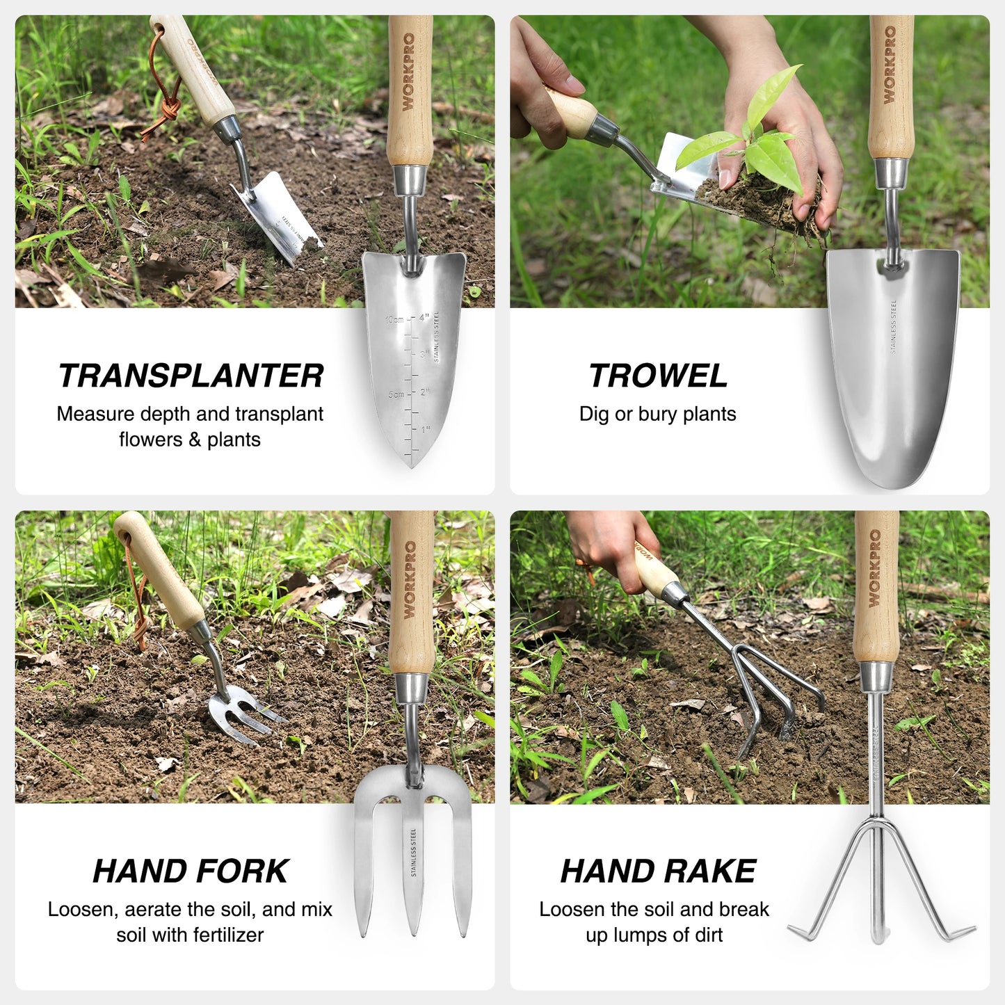 8-Piece Stainless Steel Garden Tool Set