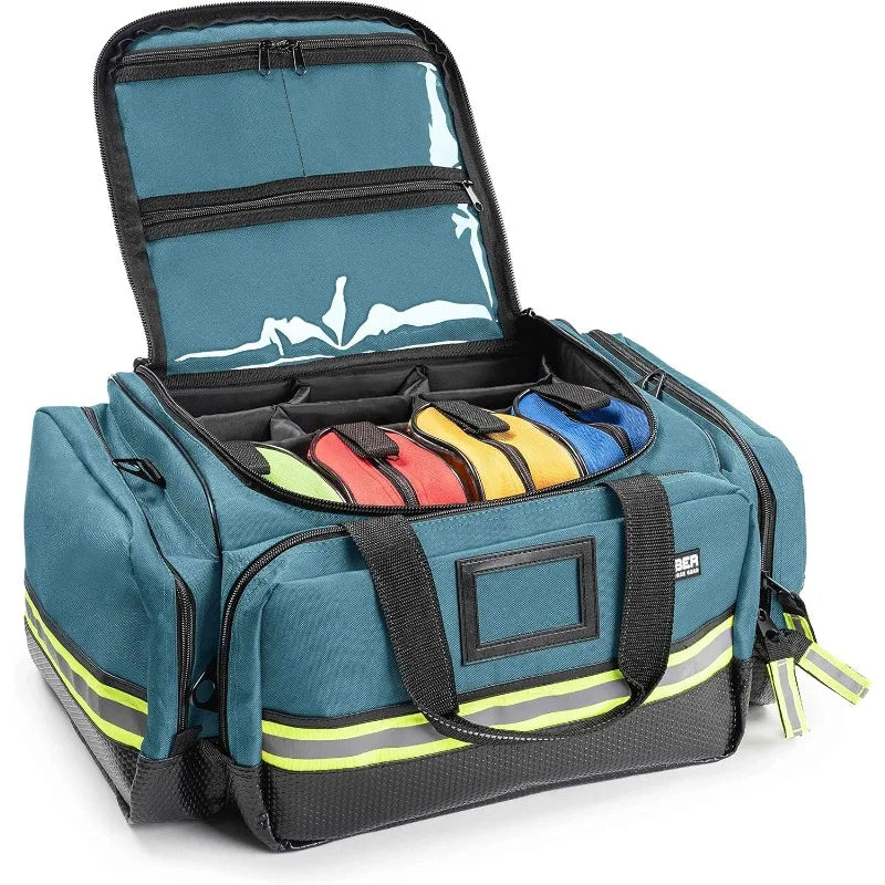 Fully-Stocked First Responder Professional Trauma Kit, HSA and FSA Approved, Reflective Bag