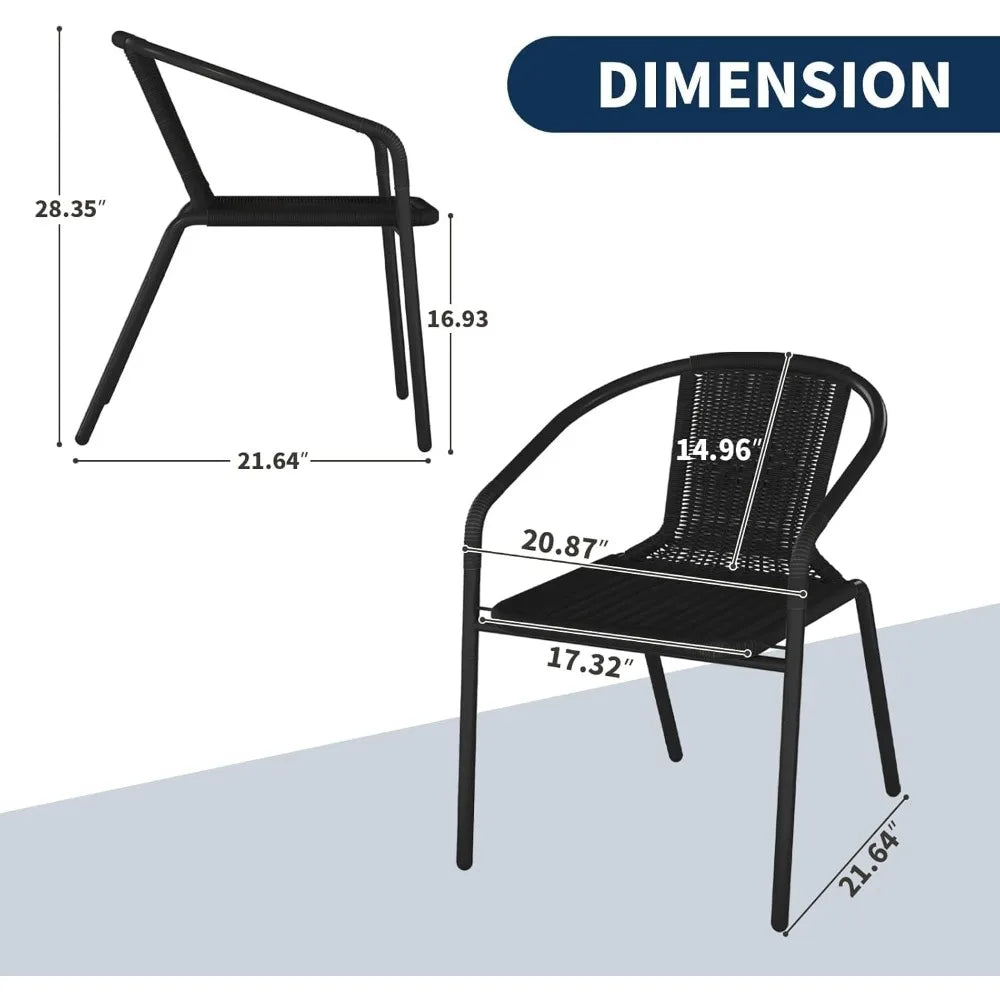 Dining Chairs Set of 6, Rattan Patio Chairs Wicker, Stackable Indoor-Outdoor Chair, Bistro, Deck, Yard, Porch, Restaurant