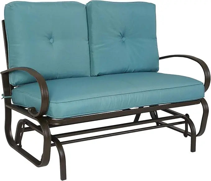 Glider Bench - Outdoor Rocking Loveseat with Sturdy Frame and Cushioned Seats