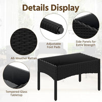 Load image into Gallery viewer, Patio Furniture Set 4 Pieces, Rattan Wicker Chair and Loveseat with Soft Cushions and Glass Table Top