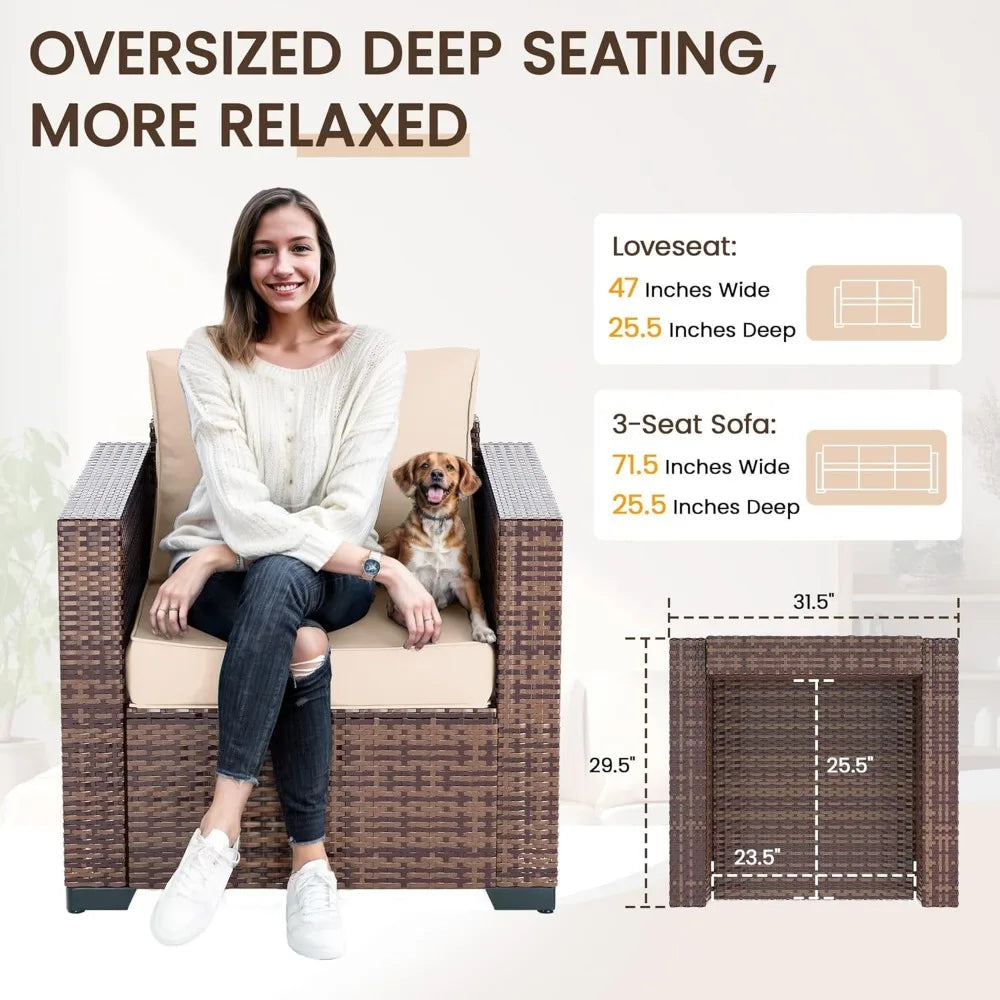 5 Piece Patio Furniture Set with Storage Table and Waterproof covers