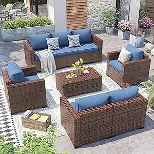5 Piece Patio Furniture Set with Storage Table and Waterproof covers