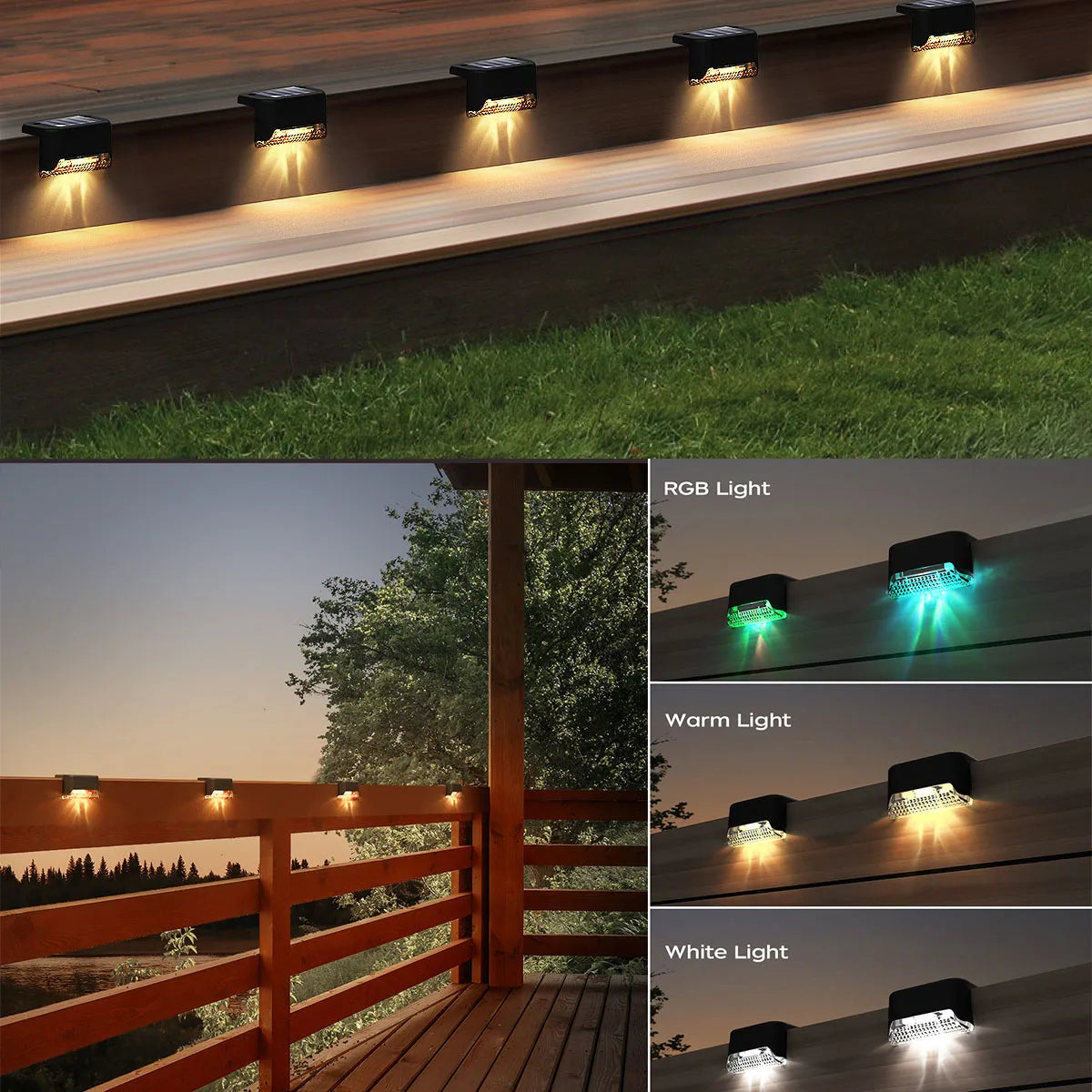 4 or 12 Pack Solar Powered LED Deck and Step Lights, Outdoor Waterproof