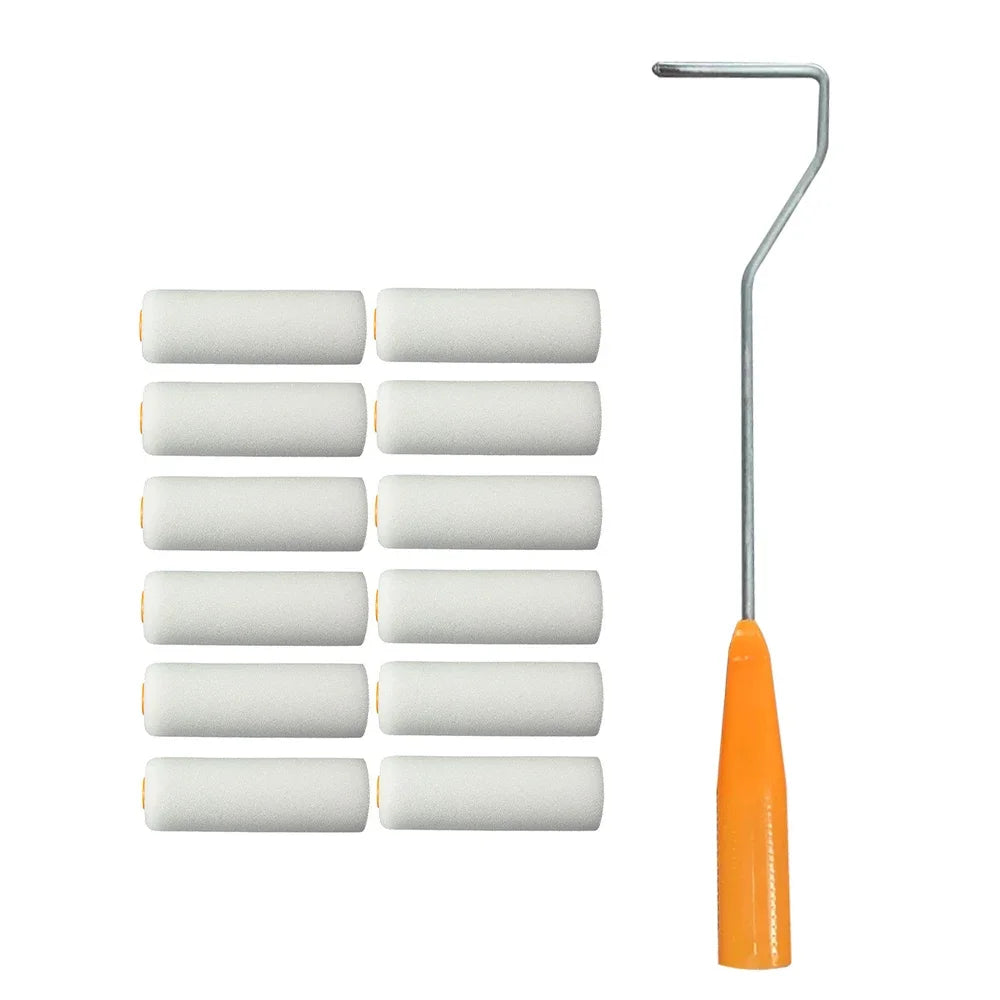13 pcs 10cm Mini White Durable Foam Paint Roller Sleeves with Handle