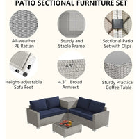 Load image into Gallery viewer, 4 Piece Patio Furniture Set with Storage Box, PE Rattan, Tempered Glass