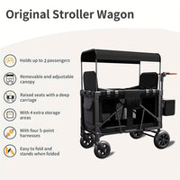 Load image into Gallery viewer, Double Stroller Wagon (2 Seater) - Collapsible Wagon Stroller with Seats with Magnetic Buckle 5-Point Harnesses