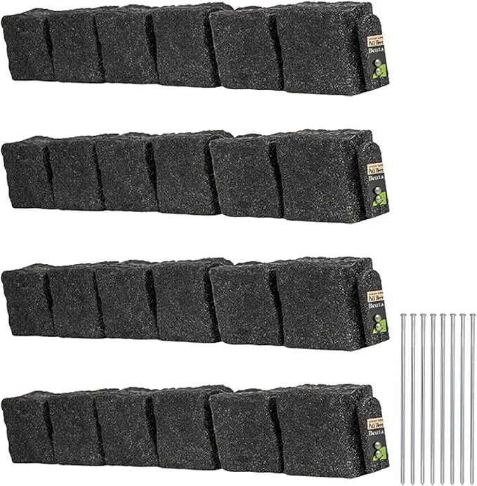 Faux Stone Blocks for Lawn Edging, Flower Beds & Yard Edging – 4 Pack