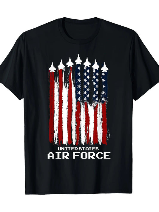 Men's Retro US Air Force Patriotic T-shirt - Star Spangled US Flag Design