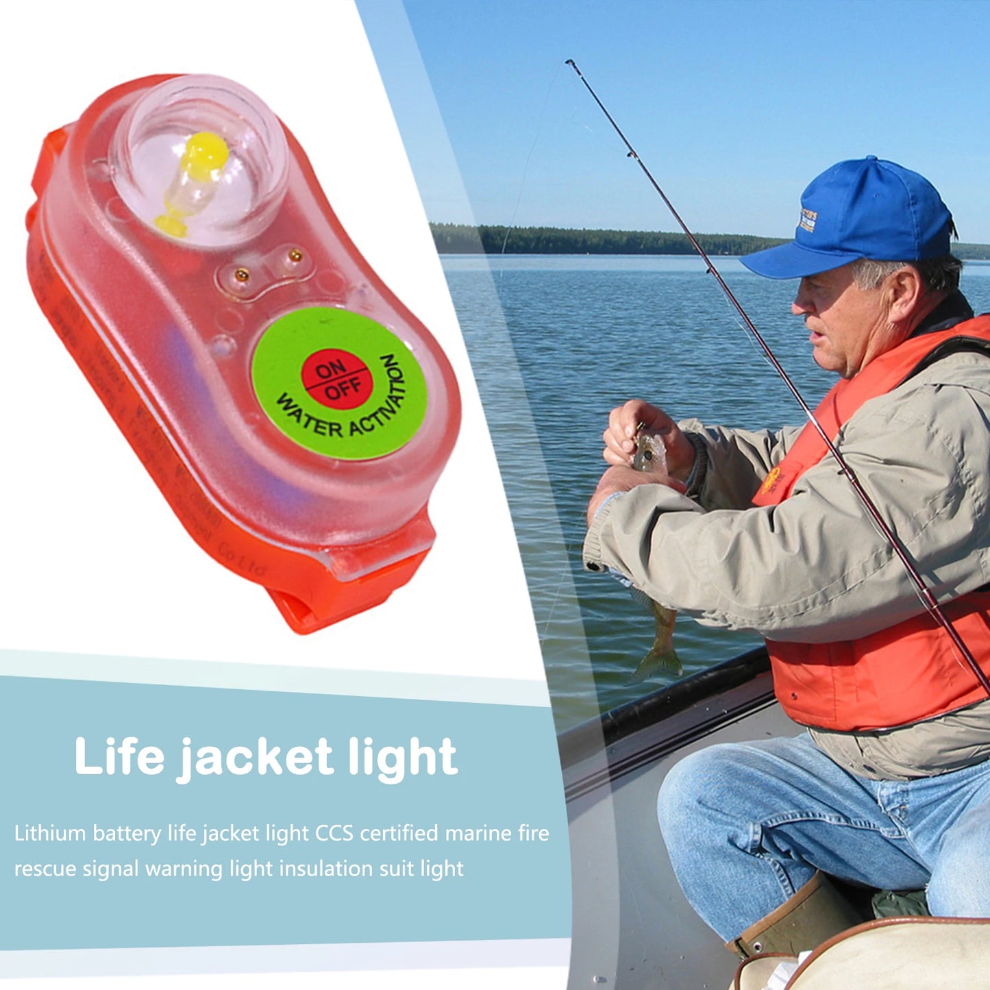 LED Life Jacket Light, Water Activated, Automatic Survivor Locator Light