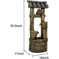 Load image into Gallery viewer, Wishing Well Water Fountain, 39.3 inches Rustic Outdoor Water Fountains - Outdoor Cascading Waterfall with Buckets, Pump &amp; Lights
