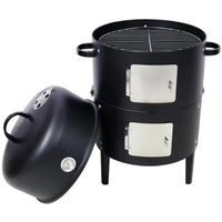 Load image into Gallery viewer, 17 Inch Steel Charcoal Smoker, Heavy Duty Round BBQ Grill for Outdoor Cooking, Black