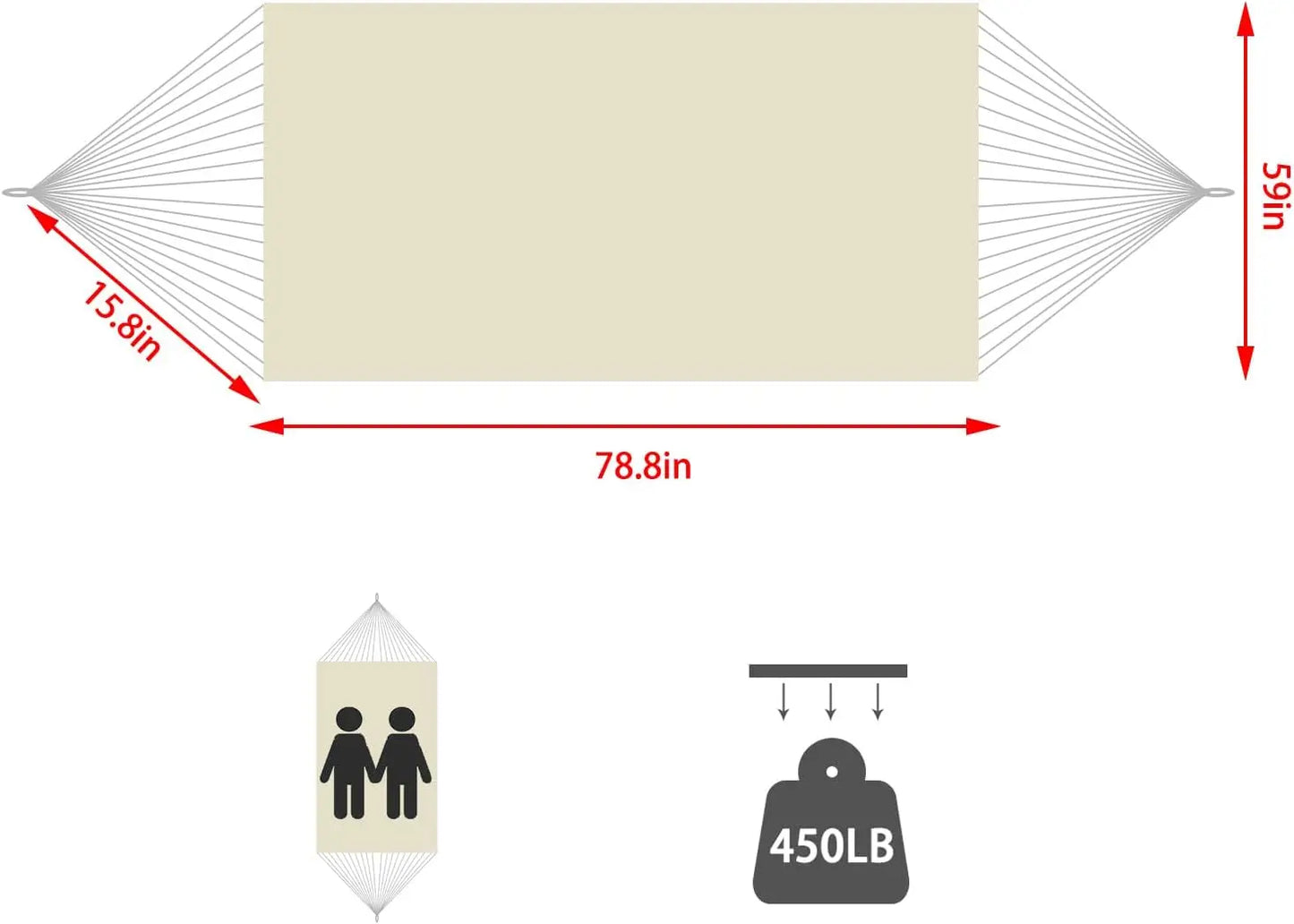 Macrame Hammock, Tie Ropes and Drawstring Bag Included