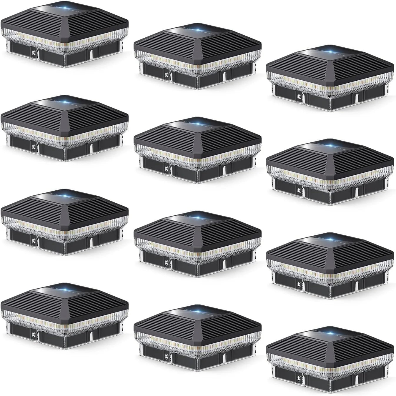 6/12 Pack 4x4 Solar Fence Post Cap Lights, 40 LEDs 30 Lumens with 3 Modes