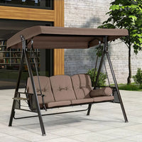 Load image into Gallery viewer, 3-Seat Deluxe Outdoor Patio Porch Swing with Weather Resistant Steel Frame, Adjustable Tilt Canopy, Cushions and Pillow Included