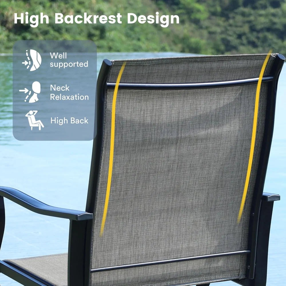 Patio Dining Set for 6, 7 Pieces Includes 53" Round Patio Table with Umbrella Hole and 6 Outdoor Swivel Chairs