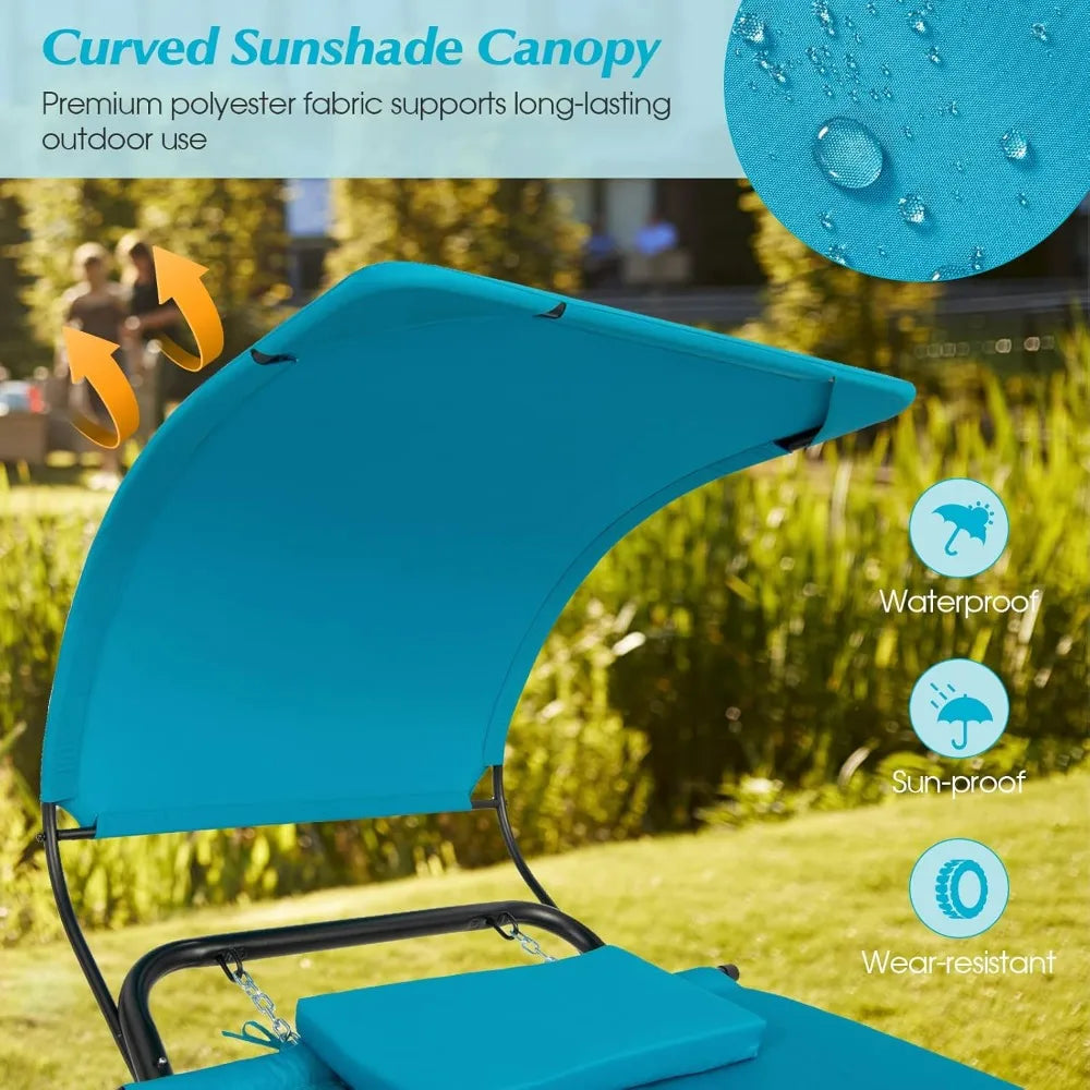Hanging Hammock with Stand and Canopy with Cushion and Pillow