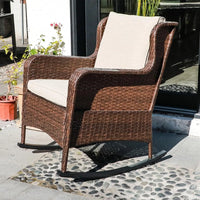 Load image into Gallery viewer, Outdoor Resin Wicker Rocking Chair with Olefin Cushions