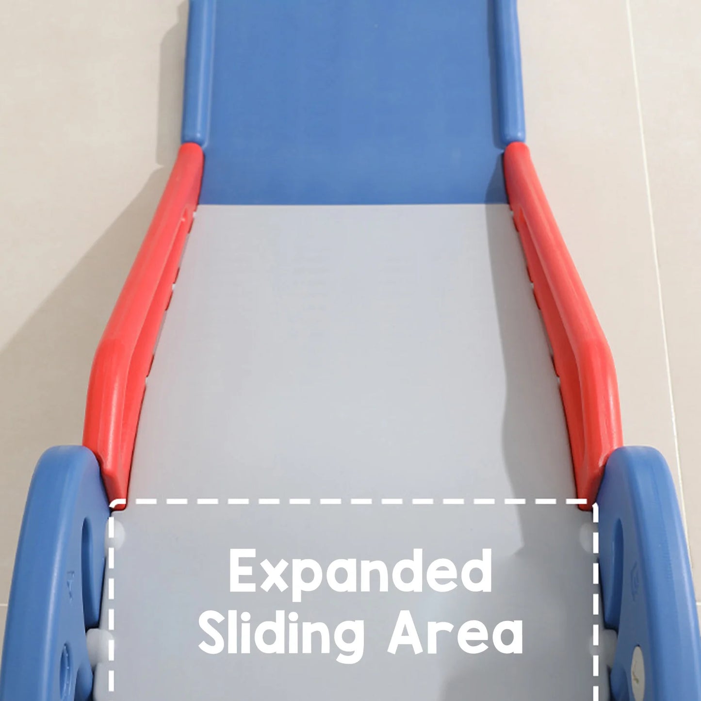 Folding Children's Slide, Easy To Assemble, Multipurpose with Basketball Hoop Climber for Backyard