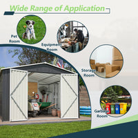Load image into Gallery viewer, Outdoor Metal Storage Shed 10x10 FT with Lockable Doors