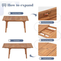 Load image into Gallery viewer, Acacia Wood Patio Dining Set for 6-8, Outdoor Expandable Table and Chairs Set. ***Umbrella and Base Not Included***