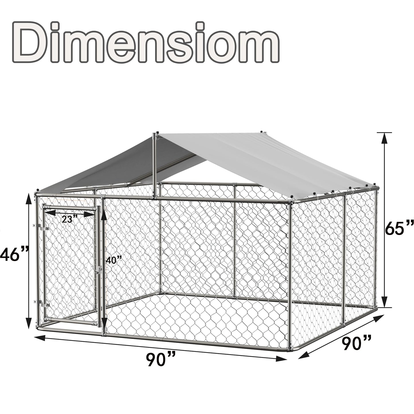 7.5 x 7.5 ft Heavy Duty Outdoor Dog Kennel with Large Shade Tarp