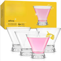 Load image into Gallery viewer, Stemless Martini Glasses, Set of 4, 8.5 oz Glasses for Cocktail and Margarita, Bar Glass Cups, Glass Dessert Cups