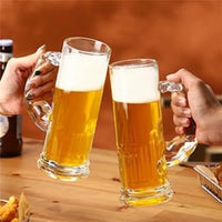 Load image into Gallery viewer, 1 Heavy 20oz Glass Beer Mugs with Unique Funny Shaped Handle, Safe for Freezer