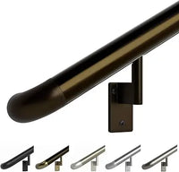 Load image into Gallery viewer, 9ft ADA Handrail Kit - Complete Indoor/Outdoor Handrail for Stairs - 1.6" Round Anodized Aluminum Railing