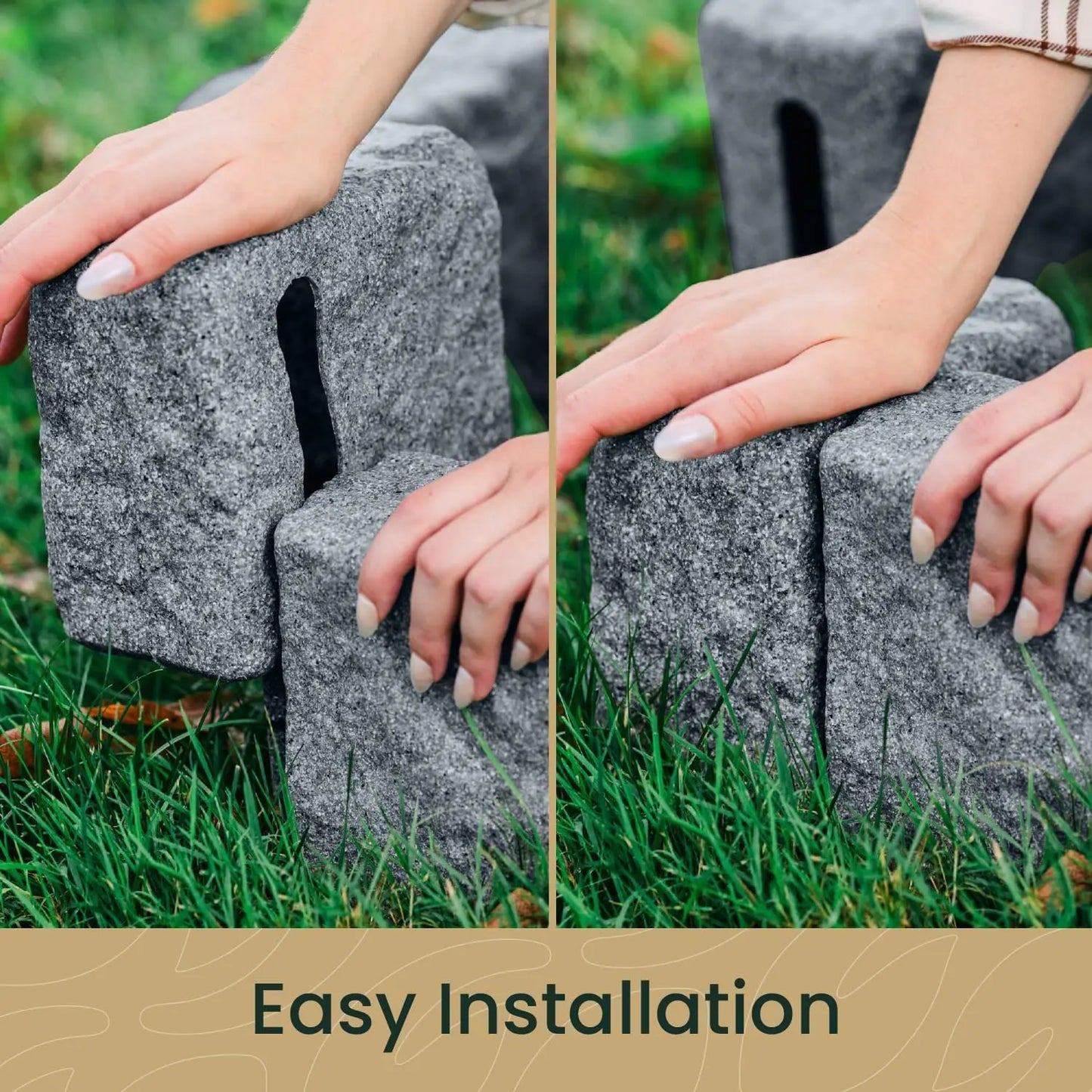 Faux Stone Blocks for Lawn Edging, Flower Beds & Yard Edging – 4 Pack