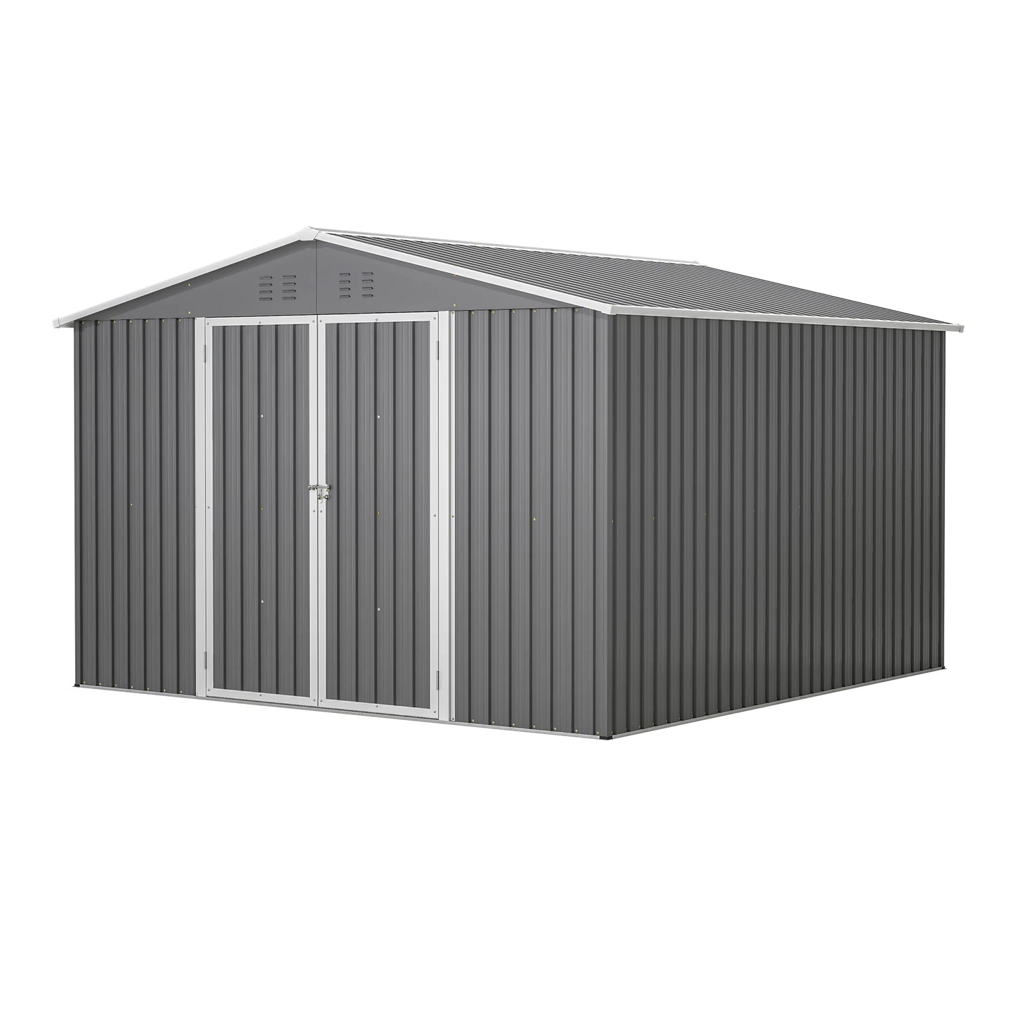 Outdoor Metal Storage Shed 10x10 FT with Lockable Doors