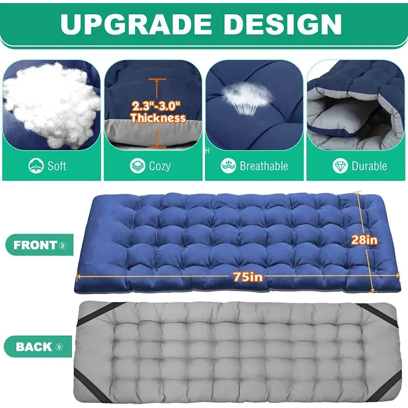 XL 75" * 28" Folding Bed Cot with 3.3 inch 2 Sided Mattress